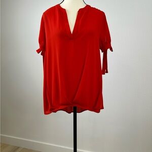 Pleione Vibrant Red Blouse with Tie Sleeves